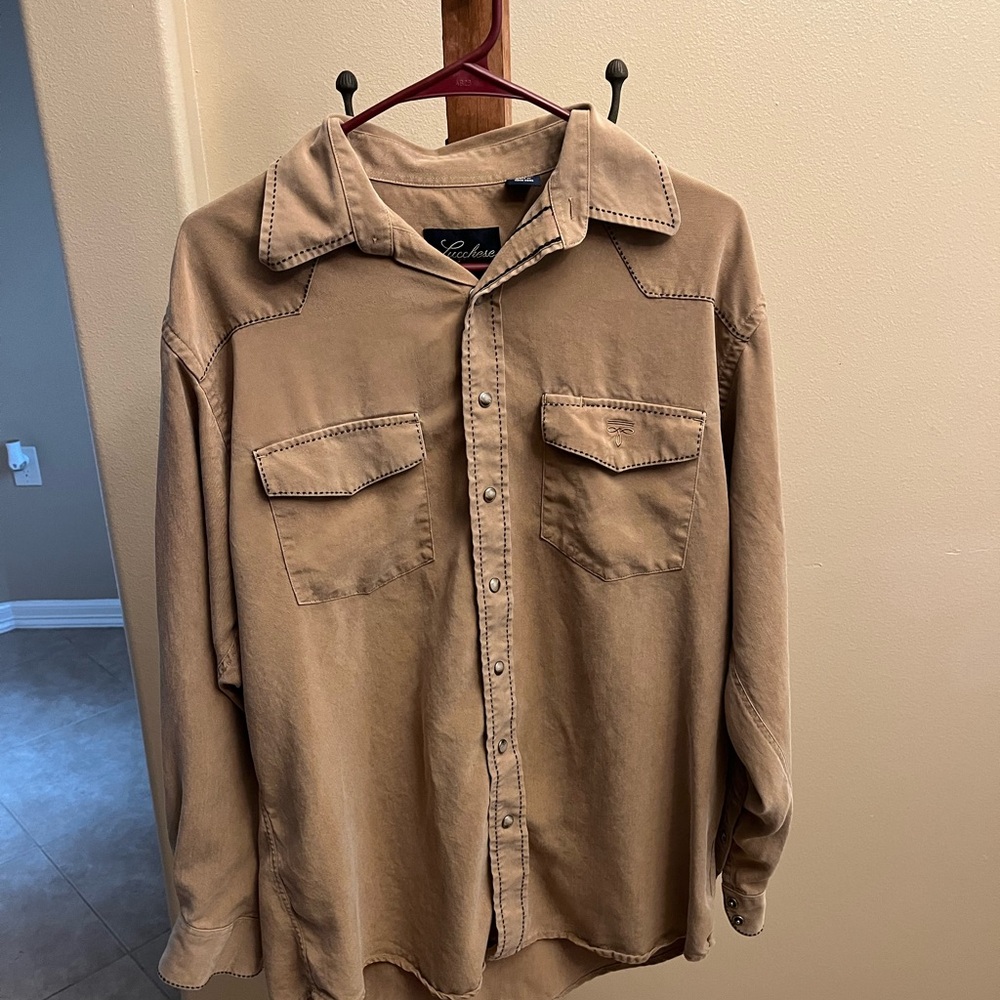 Lucchese Vintage Tan Button-Up Shirt Medium